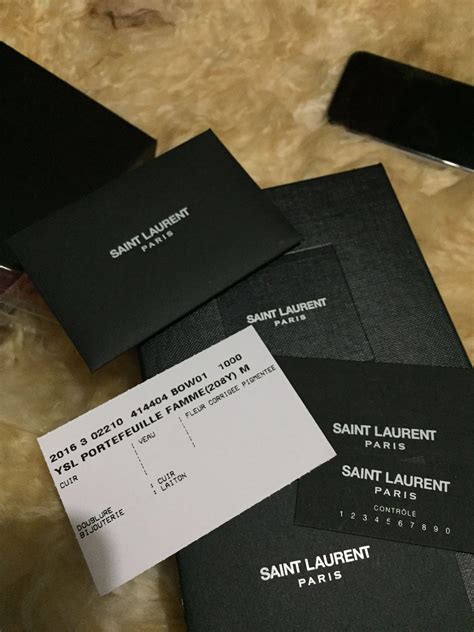 ysl authenticity card.